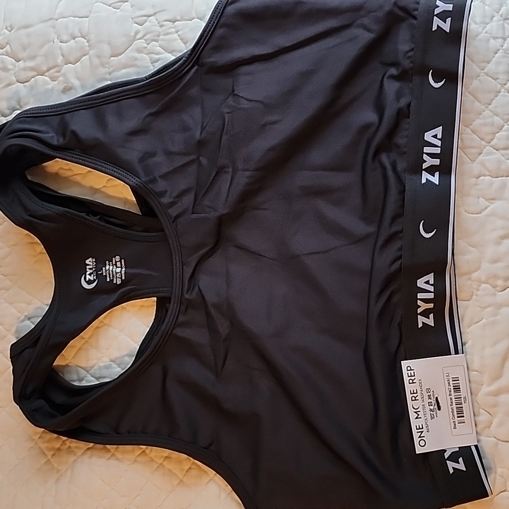 Zyia Black Comfort Racer Back Bras Size L